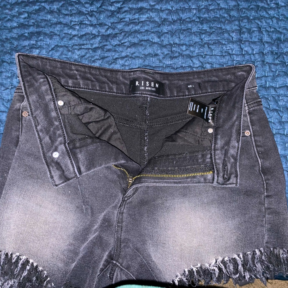 Black frayed jean shorts unused